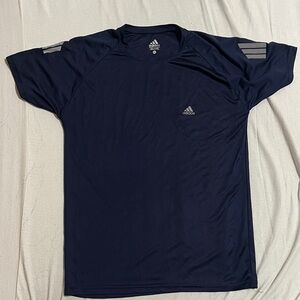 Adidas Men's Dark Blue Tee with Gray Accents
